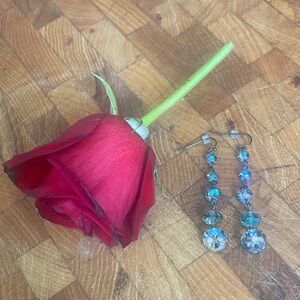 Crystal Drop Dangle Earrings - Iridescent Blue